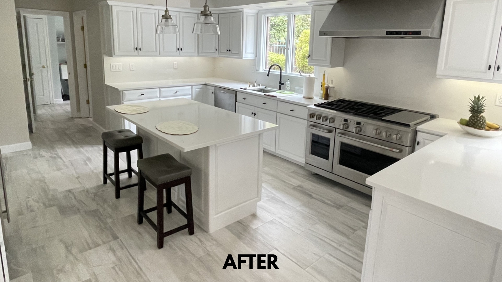 "After photo of oak kitchen cabinets ready for refinishing in Southborough MA"